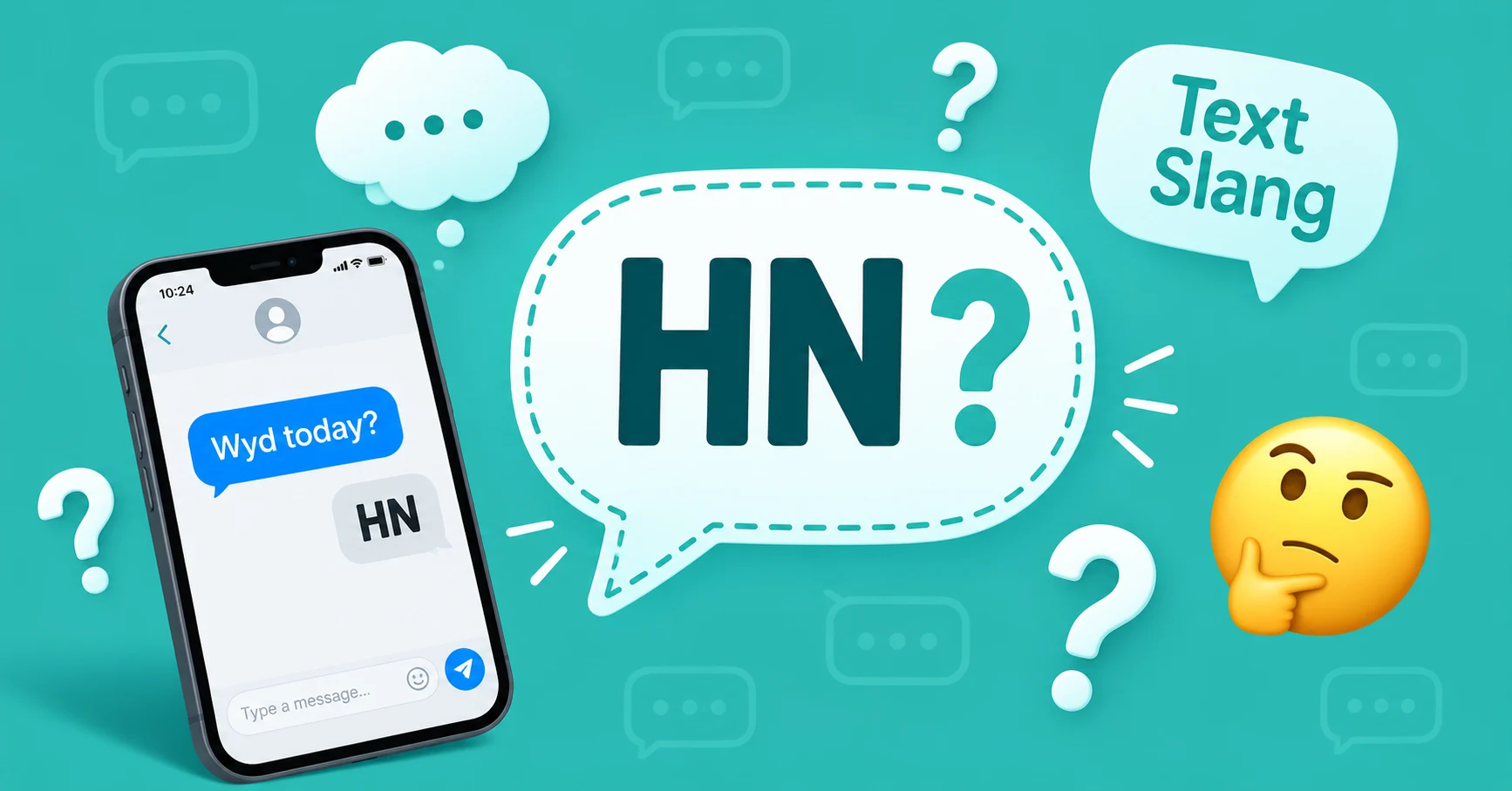 What Does HN Mean in Text explained with a messaging graphic