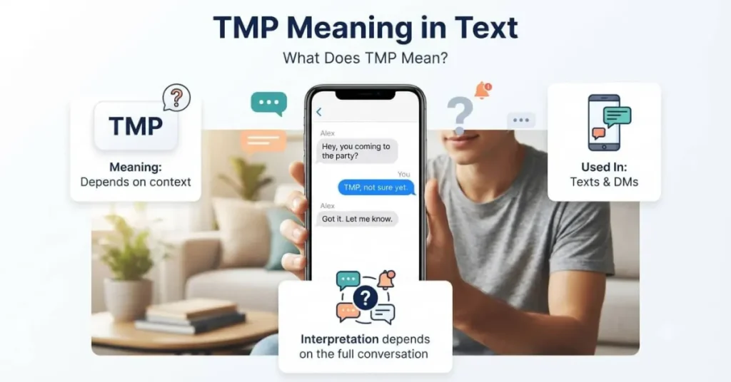 Educational infographic explaining LYK meaning in texting with a simple conversation and common usage example.