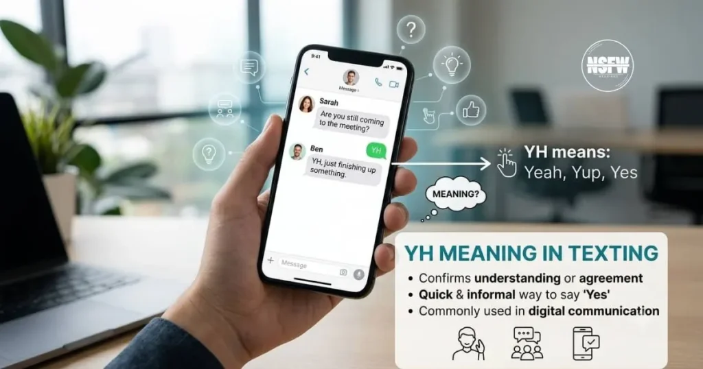 Informational image explaining YH meaning in texting, online messages, and digital conversations