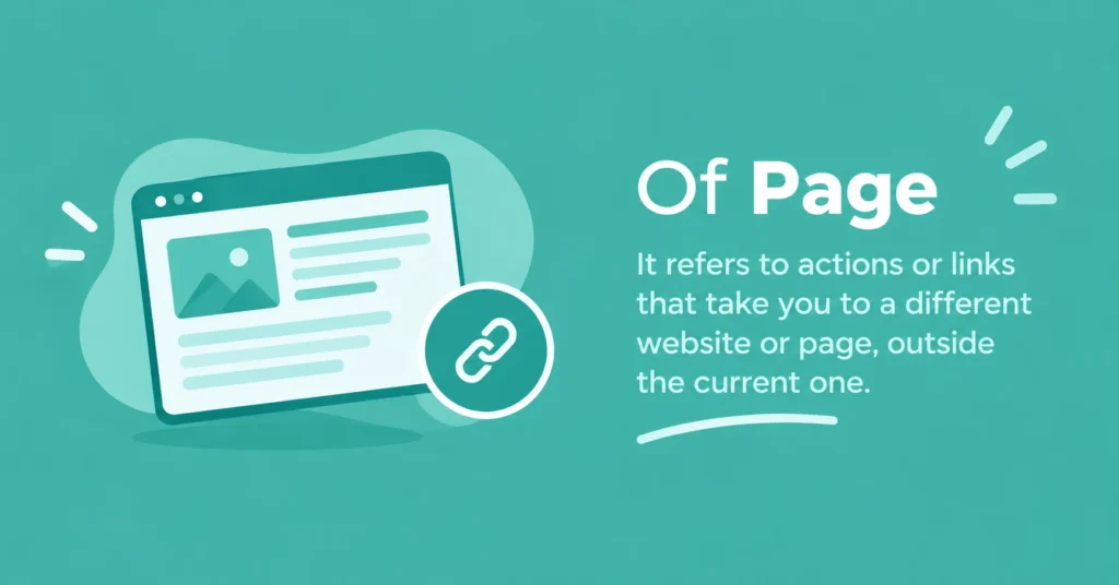 “Of page meaning infographic showing a webpage and external link.”