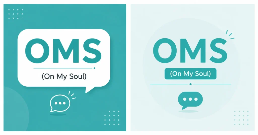 OMS meaning in text showing On My Soul in a chat infographic