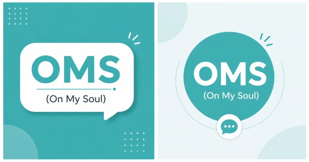 OMS meaning in chat explained with On My Soul infographic design