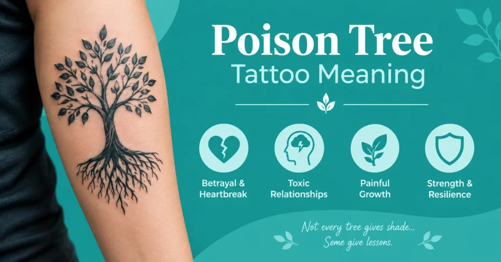 Poison tree tattoo meaning showing a tree tattoo symbolizing betrayal, toxic relationships, painful growth, and strength