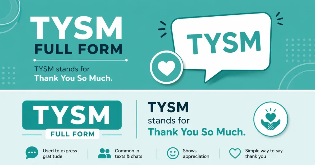 TYSM full form infographic with Thank You So Much text.