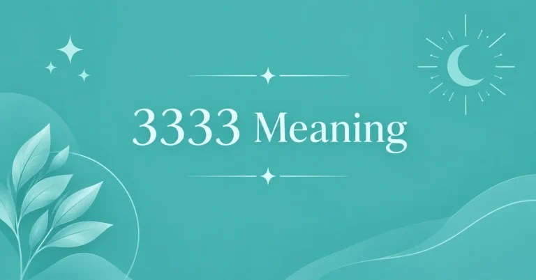 3333 Meaning feature image with elegant teal background and minimalist celestial design