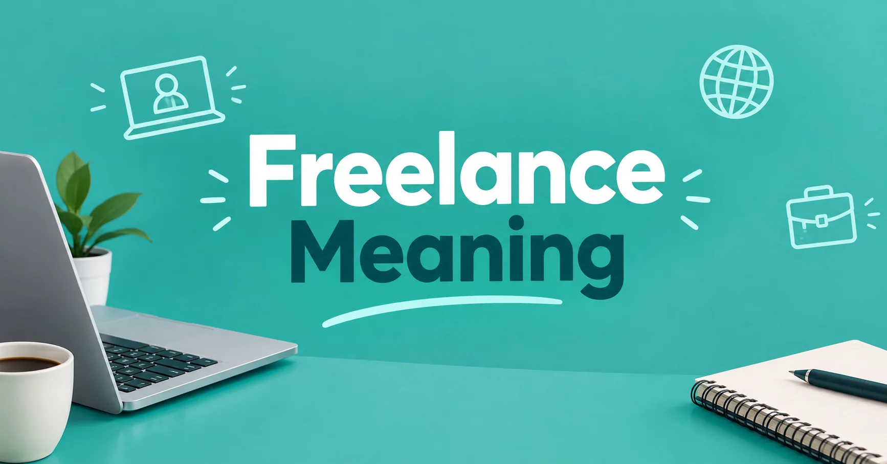 Freelance Meaning explained with a modern freelance workspace illustration