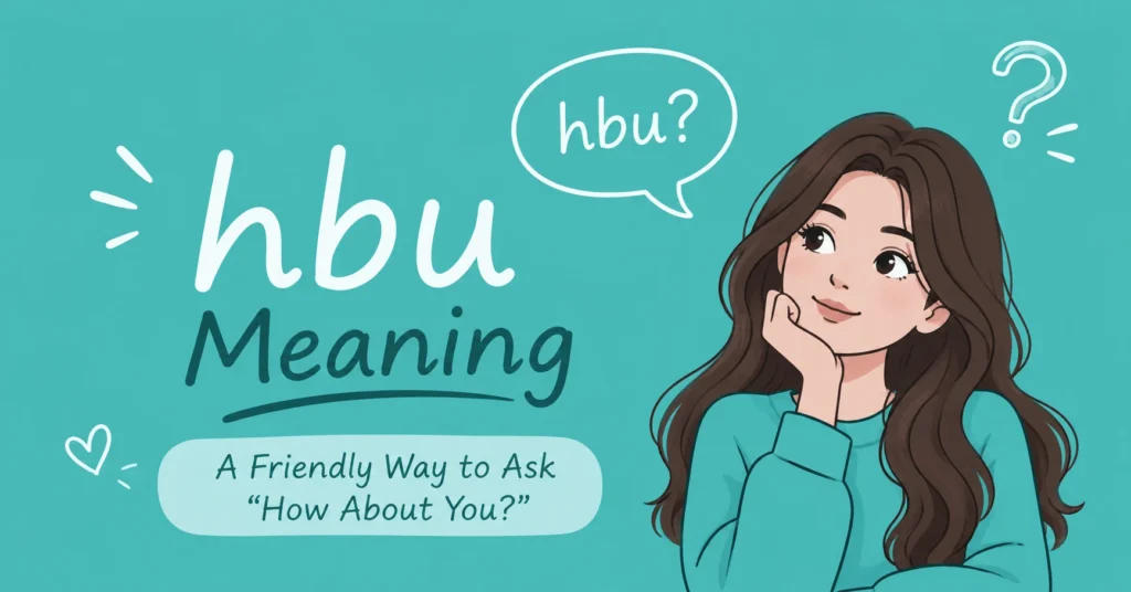 hbu meaning explained with chat bubble and “How About You?” text