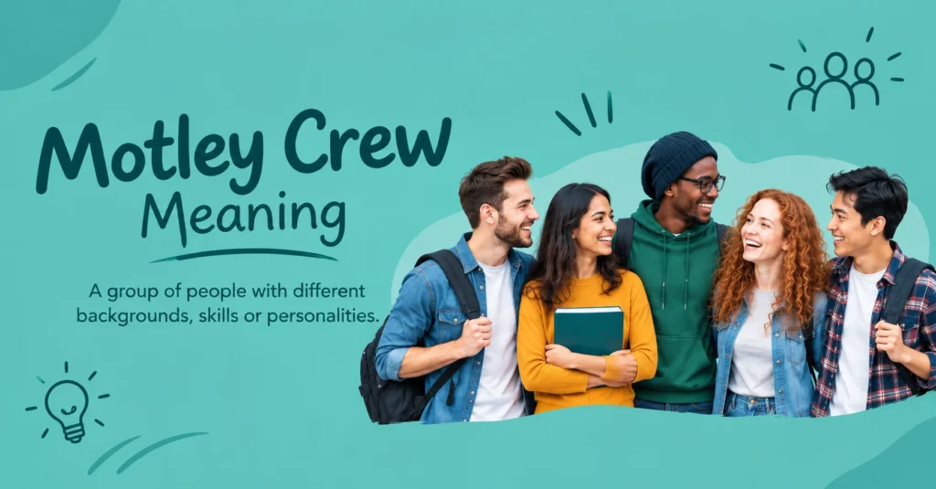 Motley Crew Meaning Definition of a diverse group of people with different backgrounds, skills, and personalities.