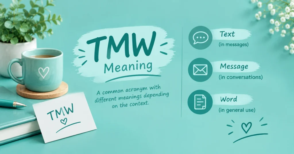 TMW meaning graphic showing text, message, and word meanings.